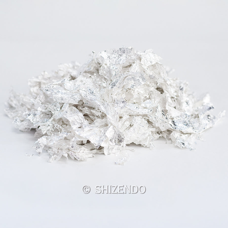 Edible Silver Flakes in Glass Bottle